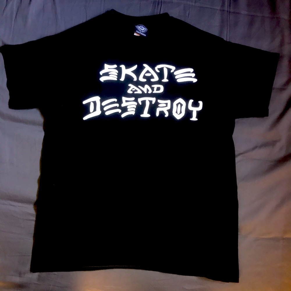 Skateboarding Slogan Shirt Skate and Destroy